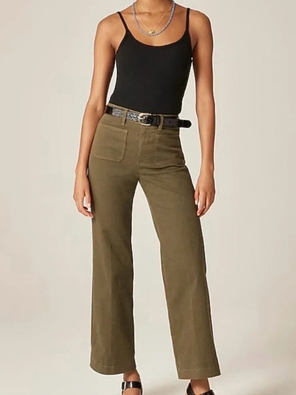 J. CREW Charley Green Cotton Kick Hem Pants - EUC